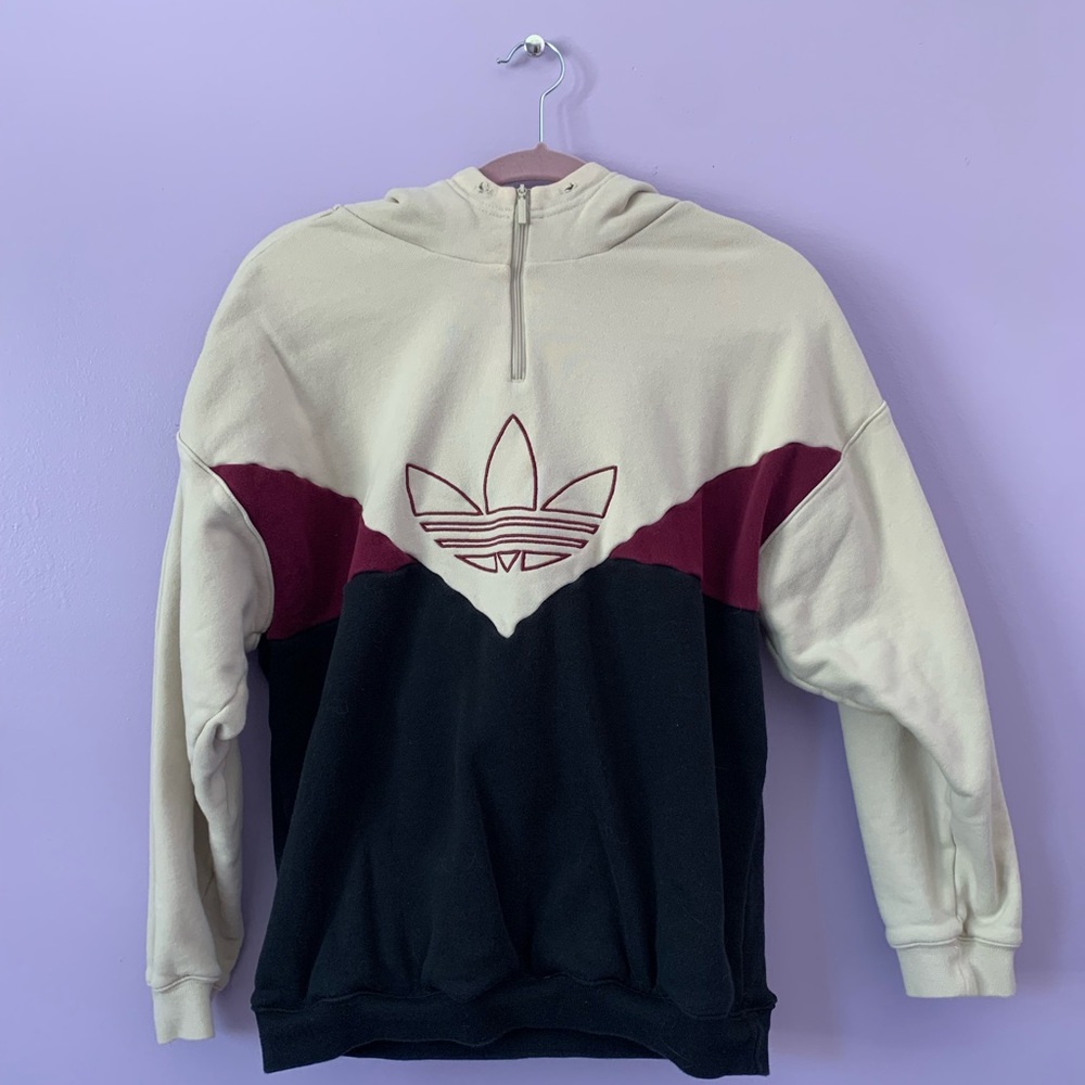 Adidas black/purple/tan quarter zip hoodie size M